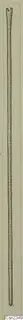 Drawing of a long, slender iron tool with a notched, forked upper end