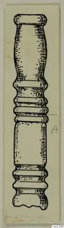 Pen drawing of a turned bone object with rings and a broken lower end, from Amathus