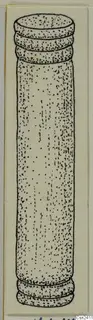Drawing of a cylindrical bone object with stepped rings at each end