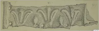 Drawing of a fragmentary silver strip from Idalion with repeated arched ornament and small holes