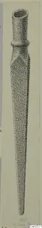 Drawing of a bronze weapon with a hollow socket, a raised collar and a long tapering point