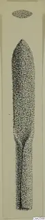 Stippled drawing of a bronze weapon blade with a pointed tip and tang, from Idalion