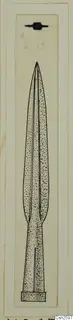 Ink drawing of a bronze weapon from Amathus tomb finds, with a long pointed blade and tapered tang.