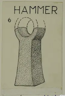 Field drawing of a bronze tool with a hollow socket at the top and a tapering body, shaded with stippling