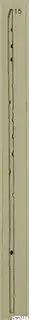 Drawing of a long, thin bronze object with a tapered top and small knobs along its length.