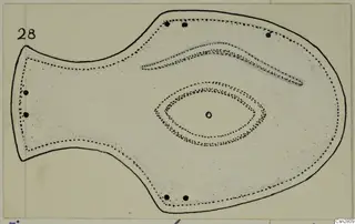 Drawing of a bronze blinker, a horse-trapping plate with a central eye-shaped motif and small holes around the edge.
