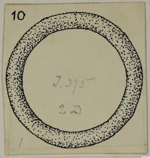 Drawing of a plain ring-shaped bronze object, stippled to show its thickness.