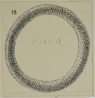 Stippled drawing of a bronze bracelet, seen as a ring-shaped band