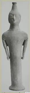 Terracotta statuette of a standing figure with a tall cylindrical head, from Ayia Irini