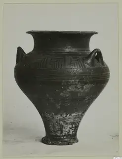 Levanto-Helladic Ware bowl-jar with two handles and a band of angular painted pattern on the shoulder