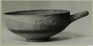 Pottery Levanto-Helladic Ware bowl-jar with a horizontal handle and dark painted bands