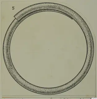 Drawing of an open gold ring with a gap at the upper left
