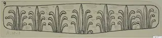 Line drawing of a gold diadem from Amathus: a long band with repeated fan-like motifs.