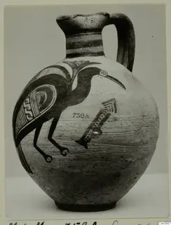 Bichrome IV jug with a painted bird and banded neck
