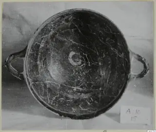 Shallow two-handled bowl seen from above, from the Amathus tombs 10–26 finds