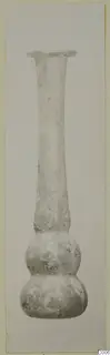 Blown glass vase with a long trumpet neck and two bulbous body swellings
