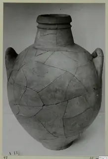 Two-handled jar from Amathus, reassembled from fragments and shown on a plain surface