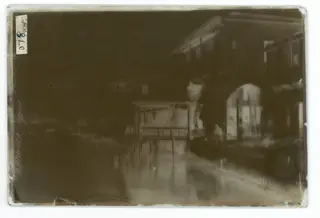 Larnaca: houses and a timber platform over the sea, The glass negative