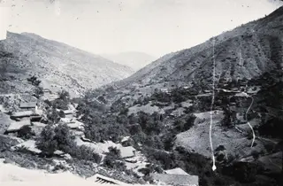 A valley with a village on its slopes, 1981 contact print