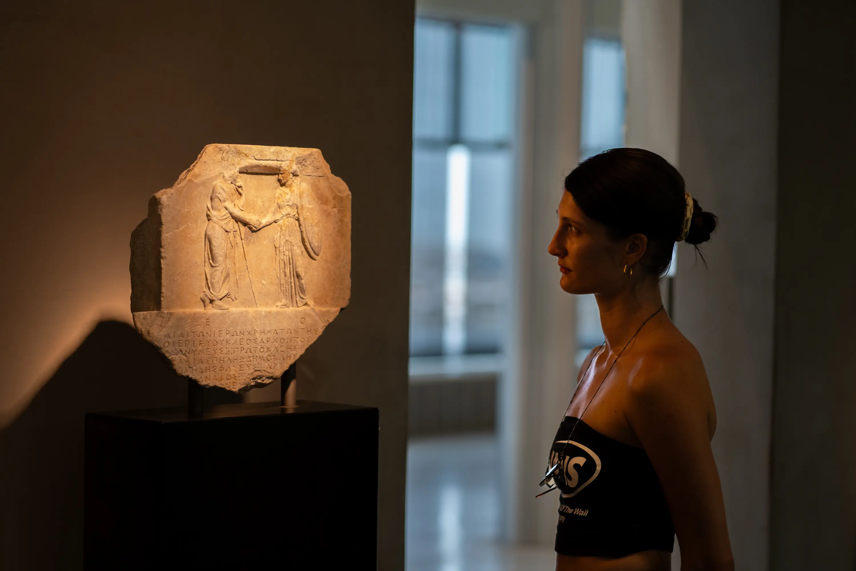 Alexis Drakopoulos photo, at the Acropolis Museum in Athens.