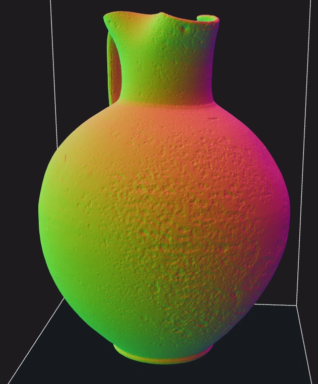 Figure 2. Front portion of ancient Cypriot free field jug showing extensive pitting damage to the surface.