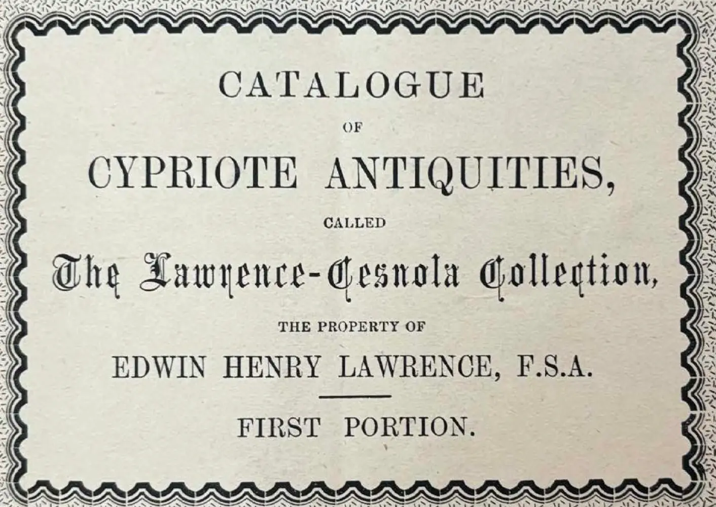 Sotheby's 1883 Lawrence-Cesnola Sale Header Photo