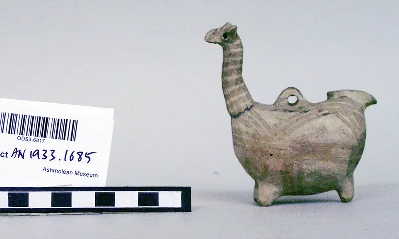 White Painted zoomorphic, possibly a camel, vessel, Middle Bronze Age II Cypriot complex vessel