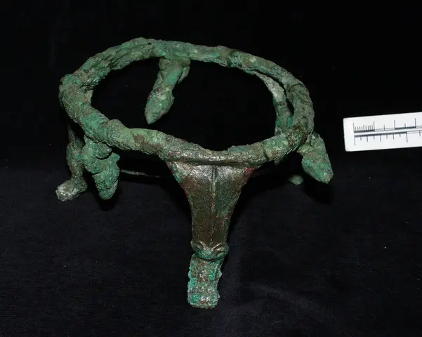 Bronze cast tripod with zoomorphic shaped feet, Late Bronze Age III Cypriot tool