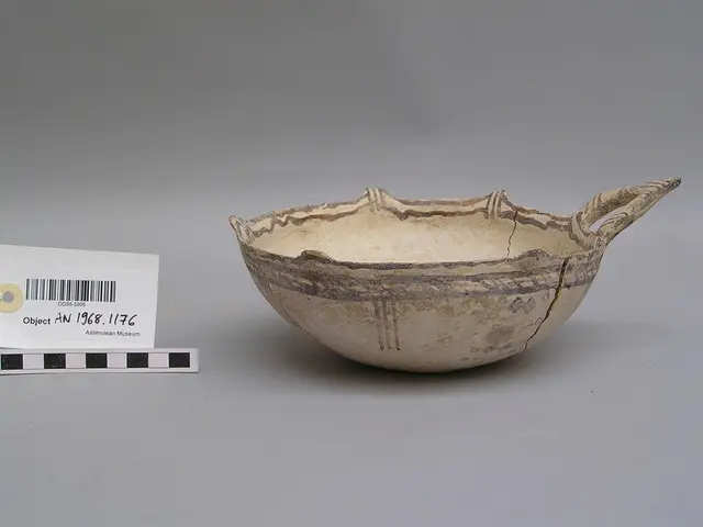 White Slip milk bowl with wishbone handle, Late Bronze Age II Cypriot