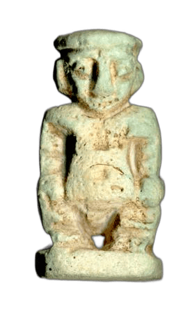 Blue Glazed Pataikos Figure, Archaic Cypriot jewelry