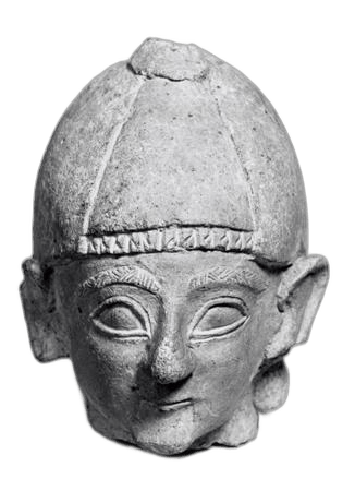 Terracotta Helmeted Head, Archaic I Cypriot statue