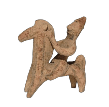 Terracotta Horse and Rider Figurine, Archaic II Cypriot statue