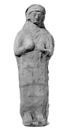 "Terracotta Breast-Holding Figurine", Archaic II Cypriot statue