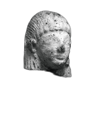 "Limestone Female Head", Archaic II Cypriot statue