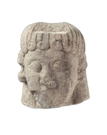 "Limestone Female Head", Archaic II Cypriot statue