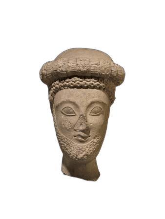 "Bearded Male Worshipper Head", Archaic II Cypriot statue