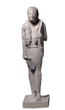 Nick Type 1 Limestone Huntsman Statuette, Archaic II Cypriot