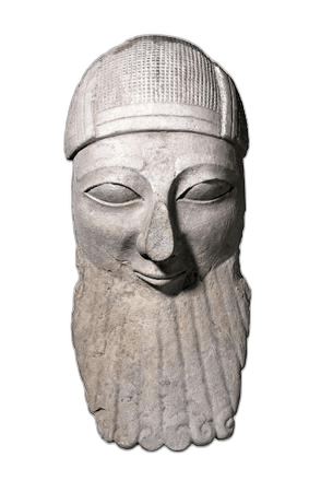 Colossal Bearded Worshipper Head, Archaic II Cypriot statue