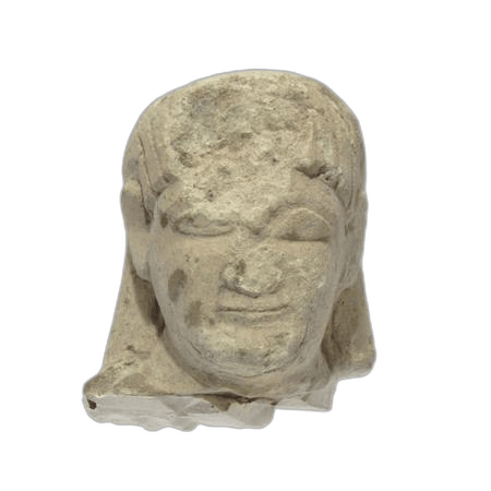 Limestone Female Head, Archaic II Cypriot statue
