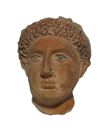 Terracotta Young Man Head, Classical Cypriot statue
