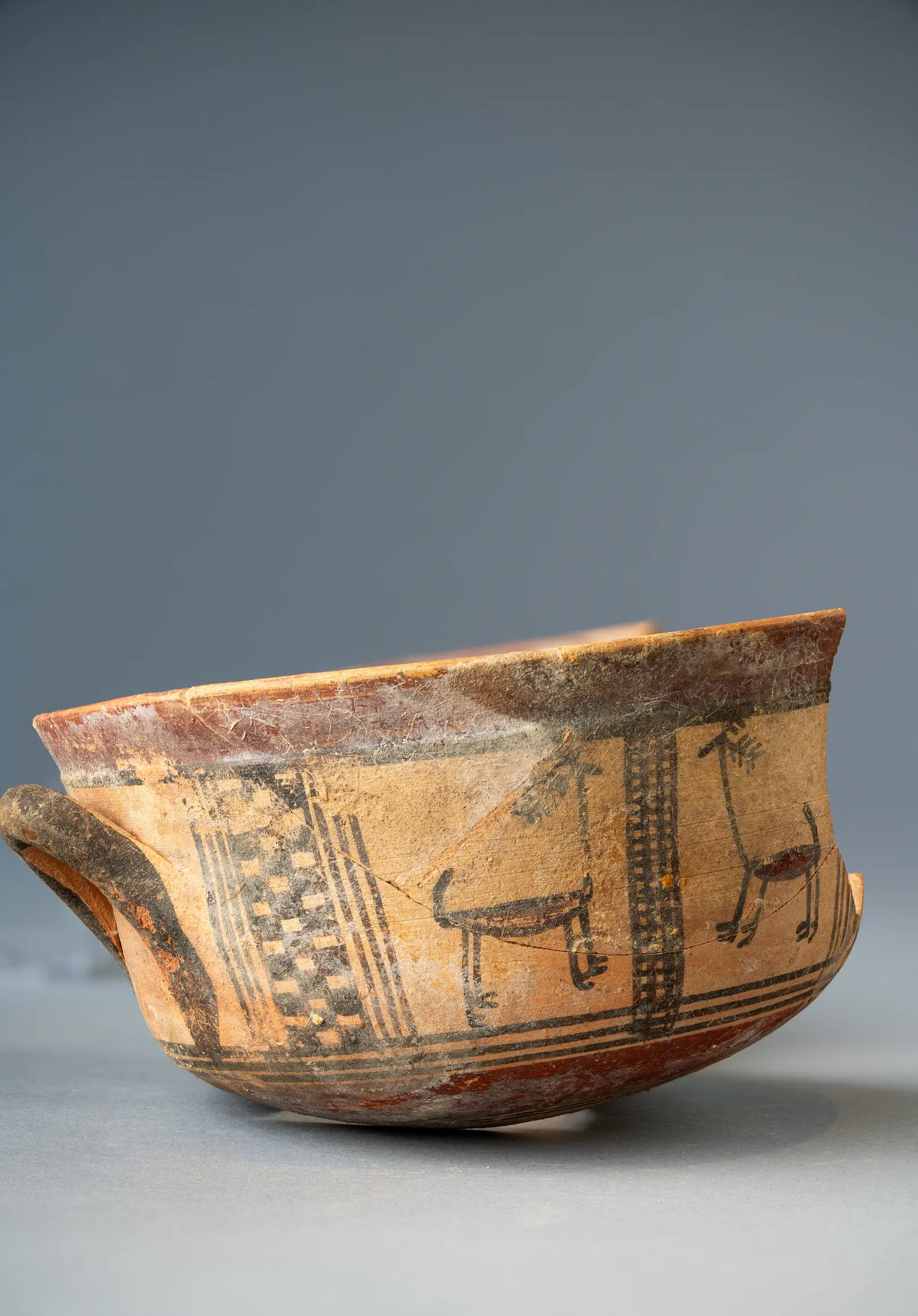 Kylix Fragments with Bichrome Stags, Archaic I Cypriot bowl