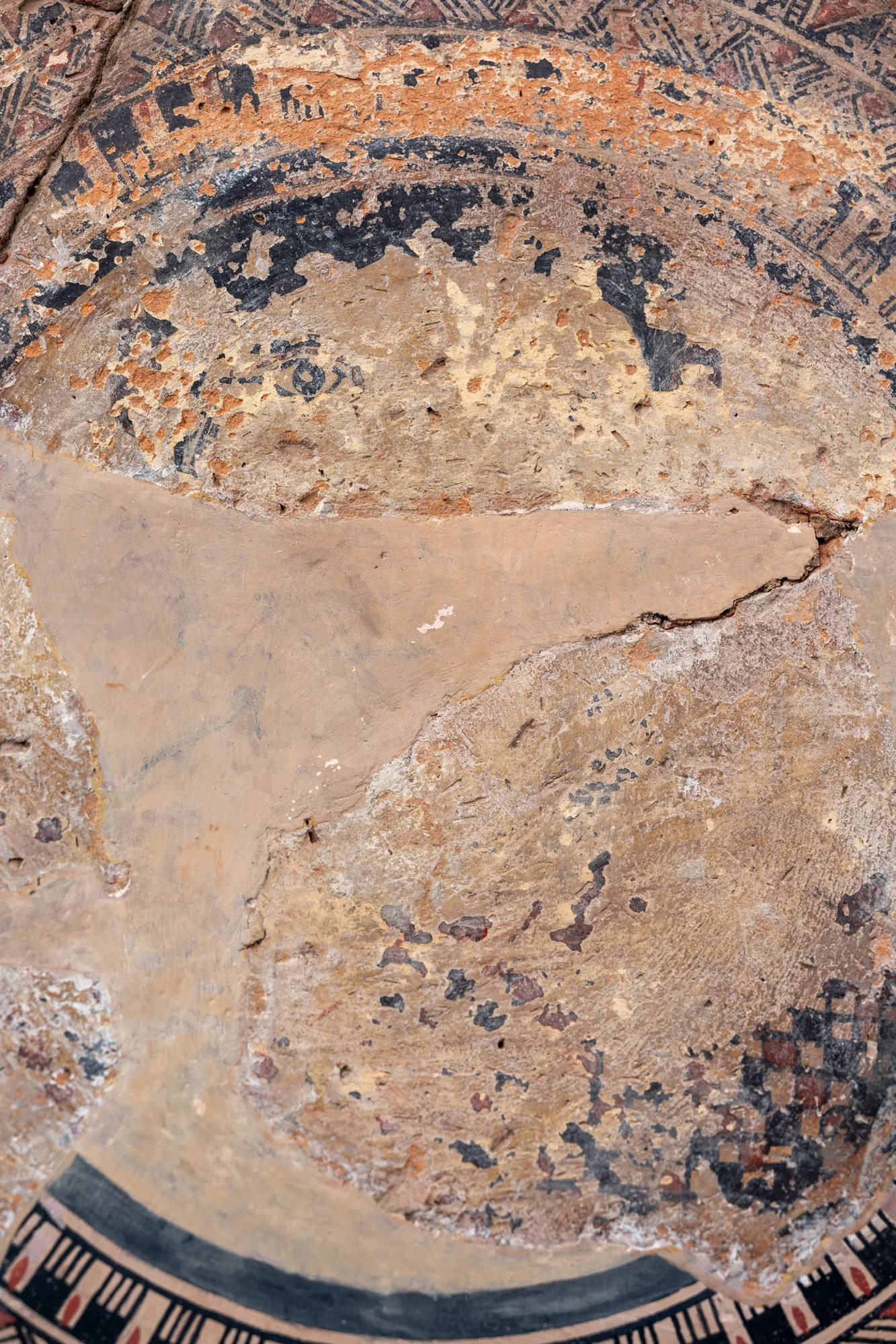 Large Bichrome Plate from Salamis with a Wave Band and Rosette Metopes, Archaic I Cypriot dish