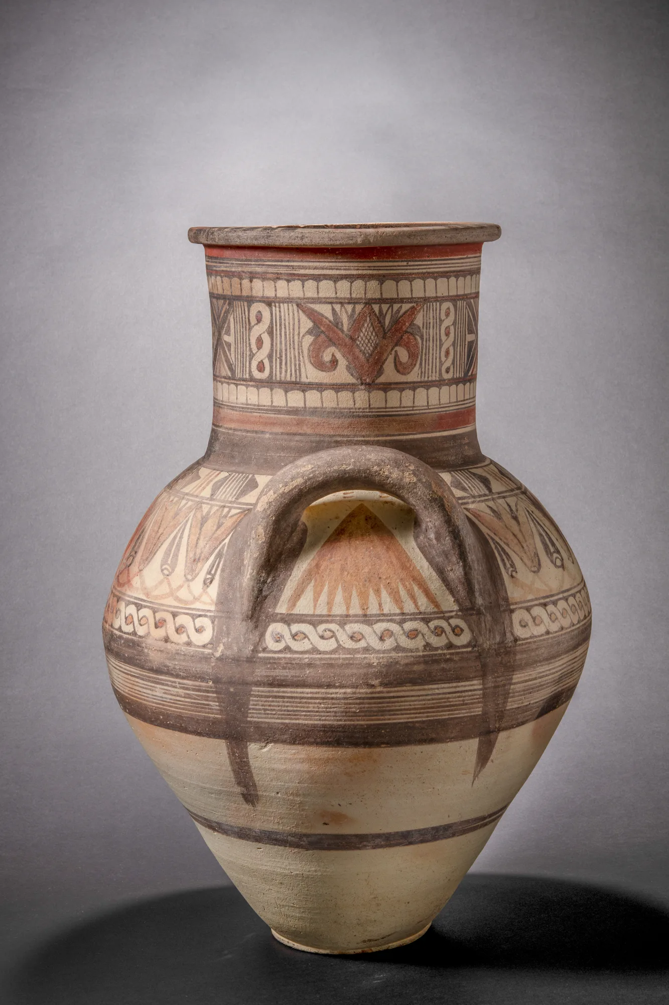 Bichrome IV Amphora with a Lotus-and-Bud Shoulder Frieze, Archaic I Cypriot jar