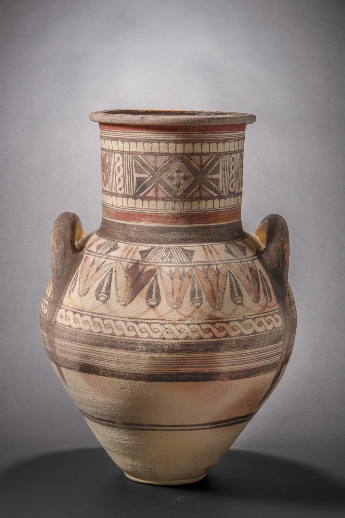 Bichrome IV Amphora with a Lotus-and-Bud Shoulder Frieze, Archaic I Cypriot jar