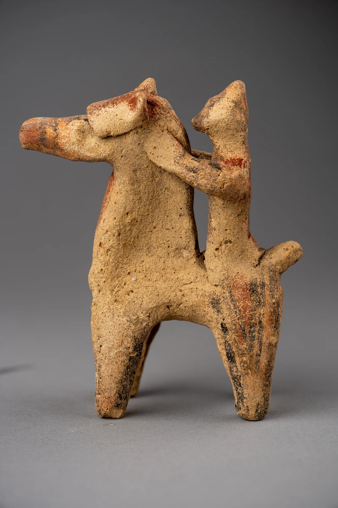 Horse and Rider Figurine with a Painted Star on the Neck, Archaic II Cypriot statue