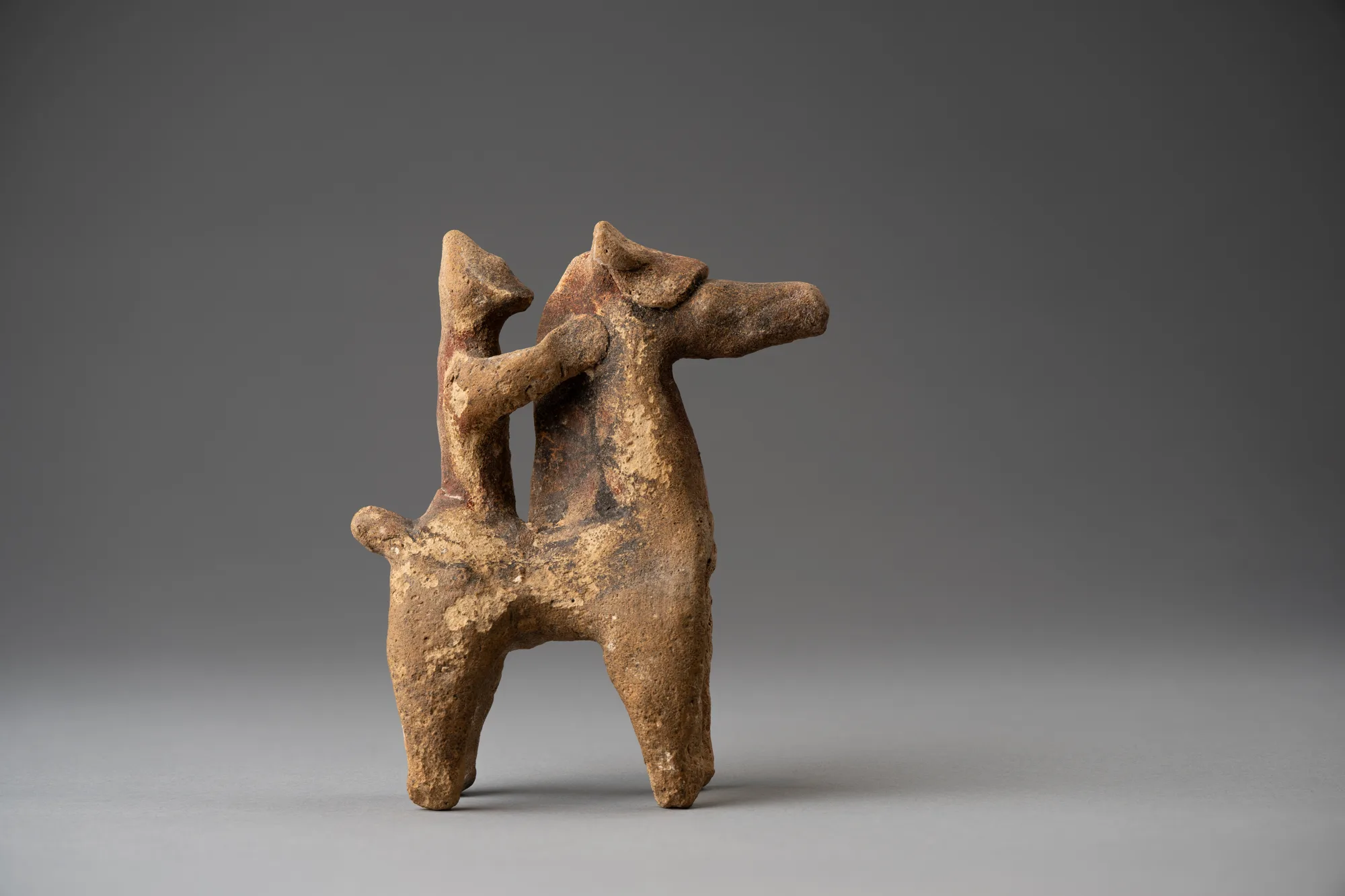 Horse and Rider Figurine with a Painted Star on the Neck, Archaic II Cypriot statue