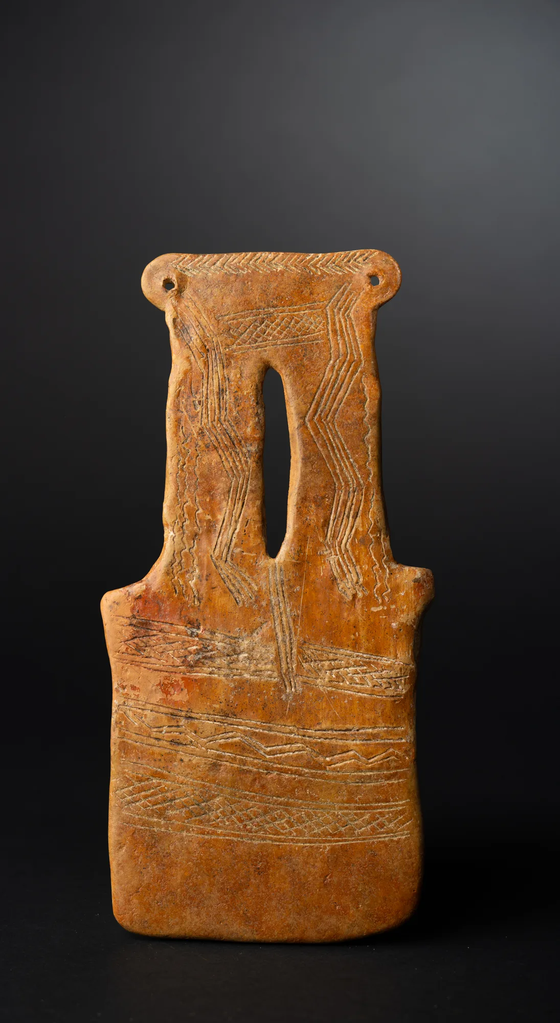 Red Polished Two-Necked Plank Figure, Middle Bronze Age I Cypriot statue