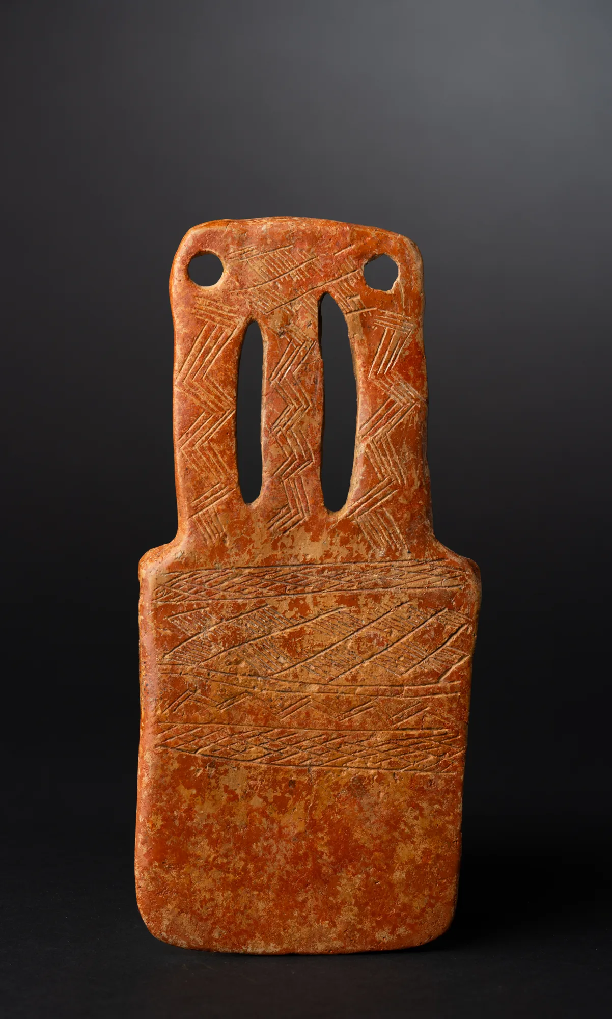 Red Polished Three-Necked Plank Figure, Middle Bronze Age I Cypriot statue