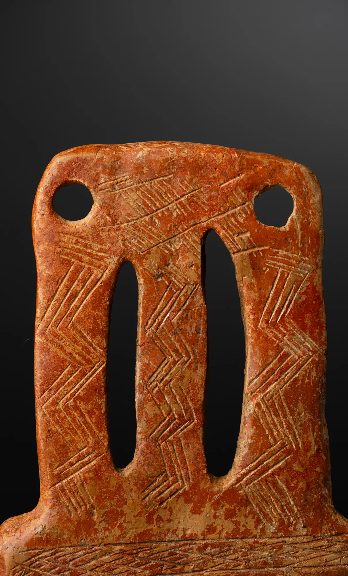 Red Polished Three-Necked Plank Figure, Middle Bronze Age I Cypriot statue