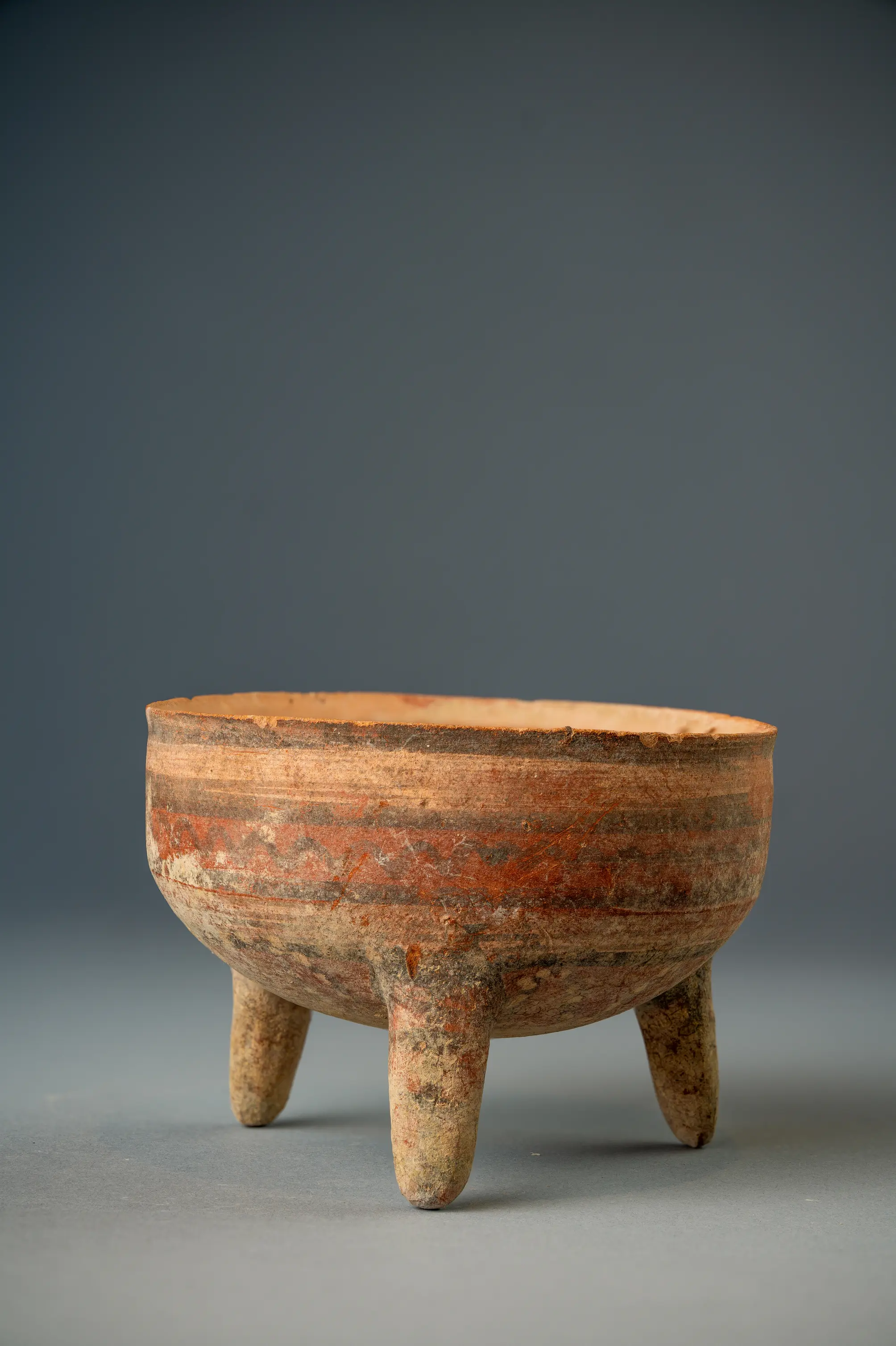 Black on Red Bowl with Tripod Legs, Geometric Cypriot